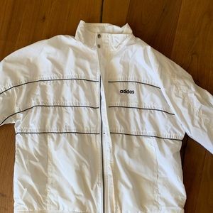 Adidas vintage white 90s style windbreaker